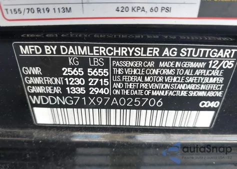 2007 Mercedes-Benz S 550 z USA, uszkodzony, nr VIN WDDNG71X97A025706